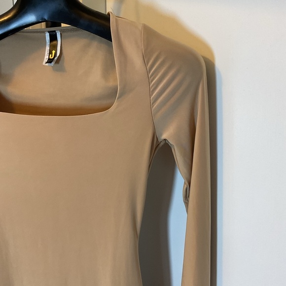 10. Tan Bodycon Long Sleeve Dress for Night Out Size Small - Picture 6 of 8